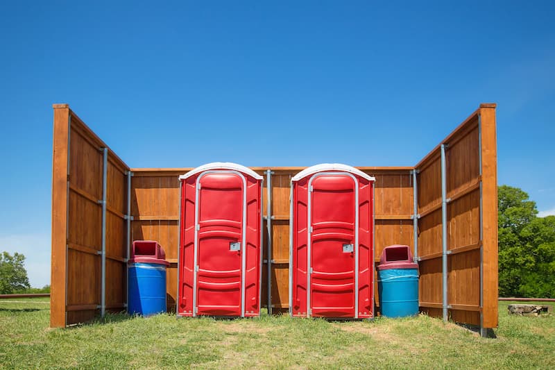 Short-term porta potty units staged for delivery in Kalamazoo, Michigan